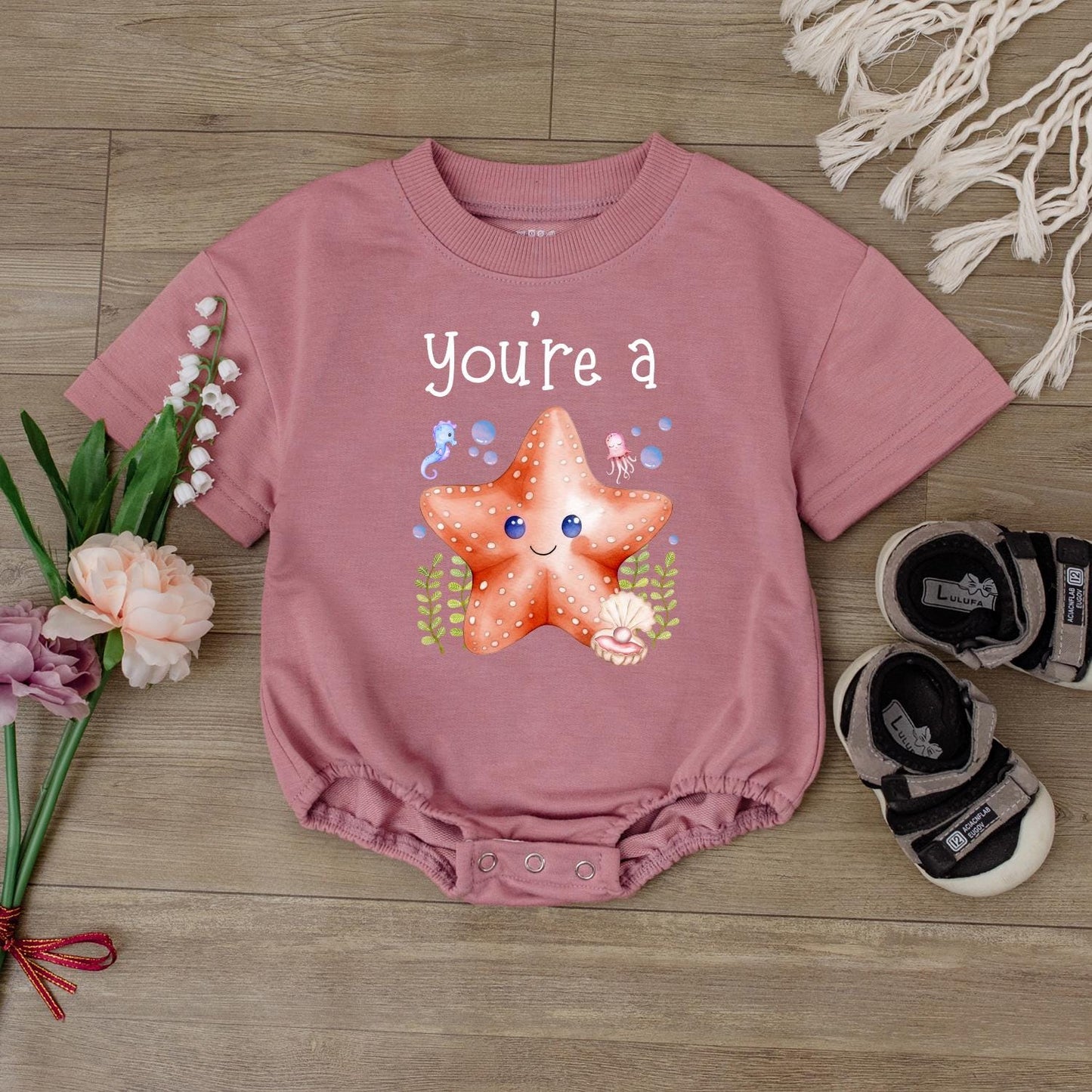 Cute Starfish Baby Romper Ocean Theme Outfit Sea Star Bodysuit Beach Baby Clothes Under the Sea Summer Toddler Infant Gift Idea for Newborn