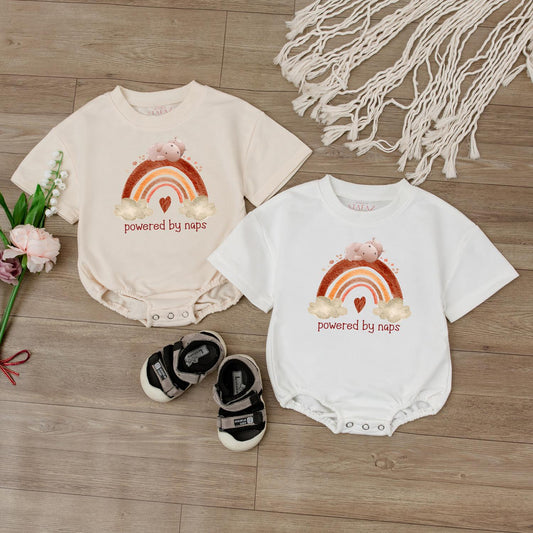 Powered by Naps Funny Baby Romper Neutral Infant Bodysuit Cute Newborn Gift Baby Shower Present Gender Neutral Clothes Soft Cotton Comfortable Everyday Wear