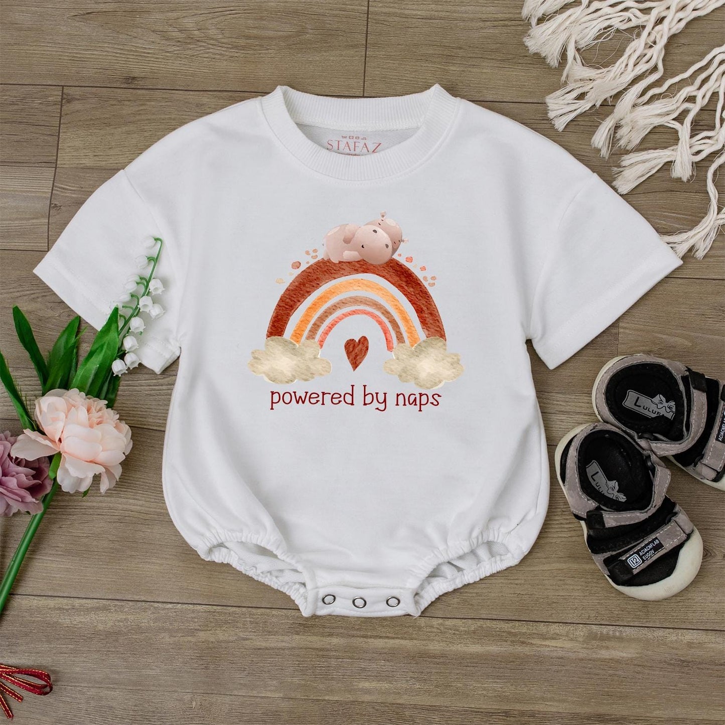 Powered by Naps Funny Baby Romper Neutral Infant Bodysuit Cute Newborn Gift Baby Shower Present Gender Neutral Clothes Soft Cotton Comfortable Everyday Wear