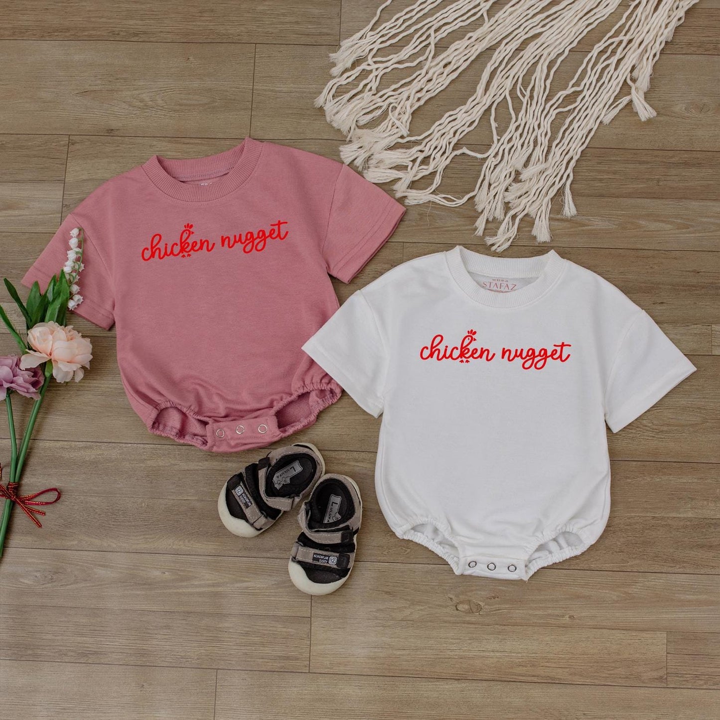 Funny Chicken Nugget Baby Romper Cute Infant Bodysuit Unisex Newborn Coming Home Outfit Baby Shower Gift
