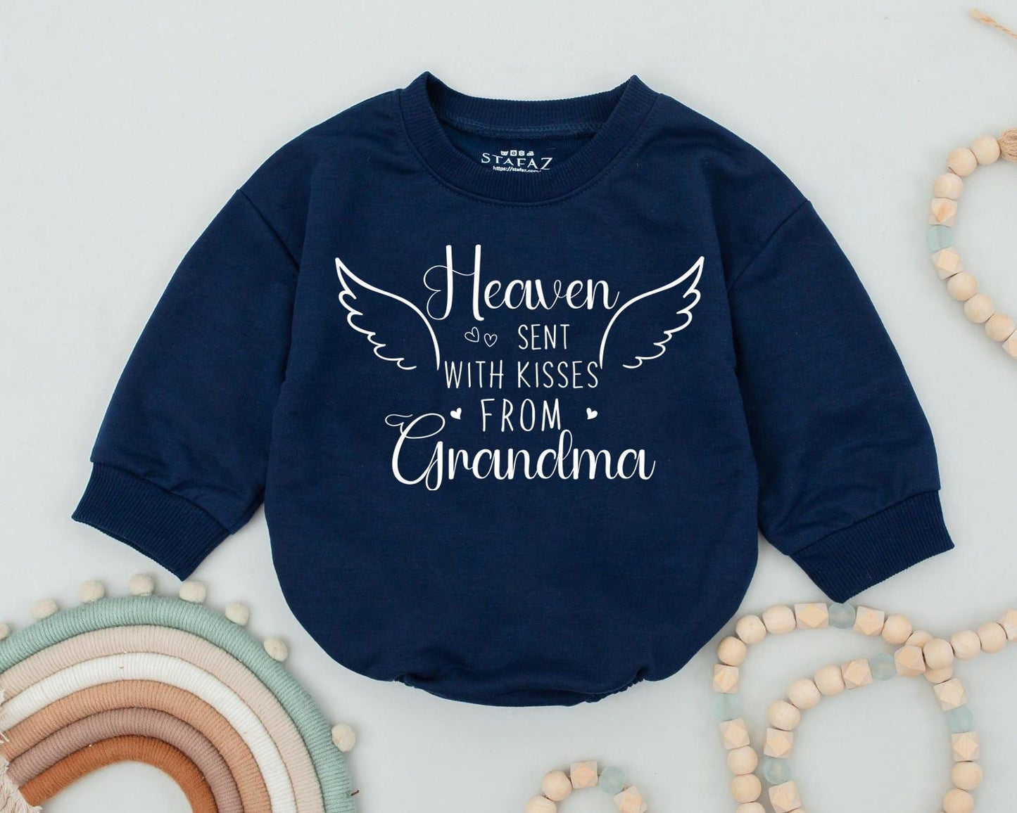 Heaven Sent Baby Bodysuit with Angel Wings, In Memory of Grandma, Custom Newborn Gift, Baby Announcement, Sentimental Baby Shower