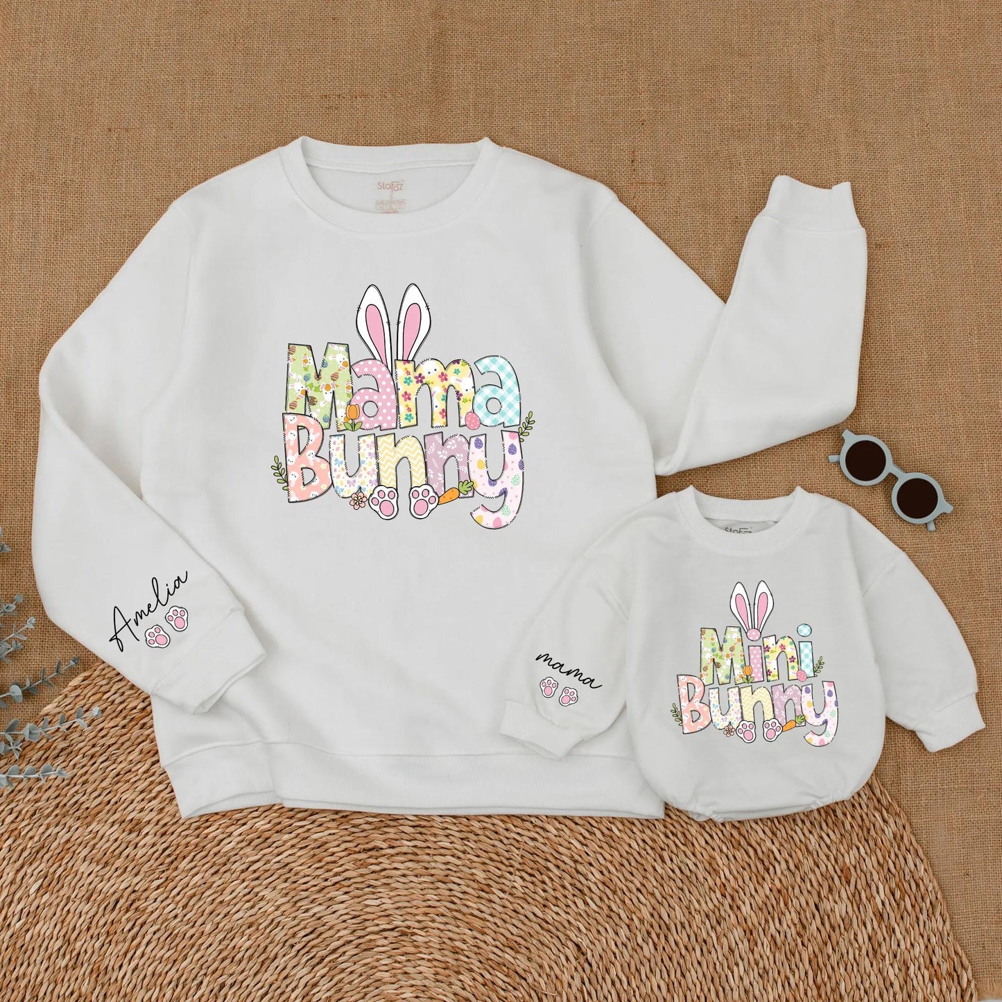 Personalized Easter Mama and Mini Bunny Sweatshirt Cute Mommy and Me Matching Easter Outfit Gift for Mom