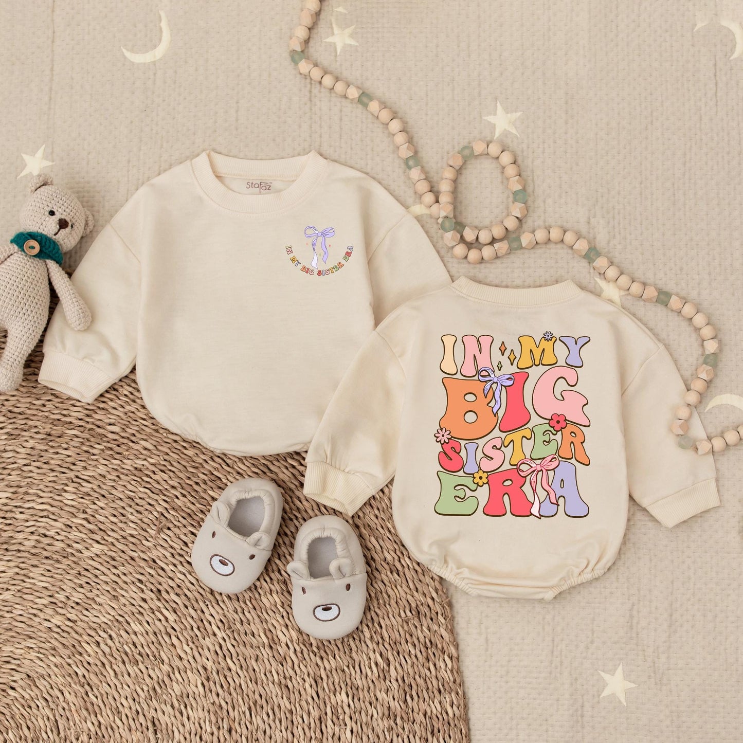 Big Sister Romper Floral Toddler Outfit Birth Announcement Gift Baby Girl Sweet Meadow Design Comfortable Cotton Baby Clothes