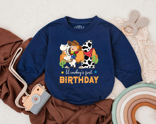 Cowboy First Birthday Outfit Boy 1st Birthday Western Theme Bodysuit Lil Cowboy Party T-shirt Bubble Romper Baby Boy Gift Adorable Rodeo Celebration