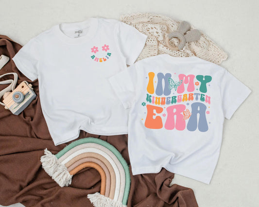 Personalized Kindergarten Era Shirt for Toddler Girl - Back to School Tee with Custom Name - First Day of Preschool Outfit - Retro Style