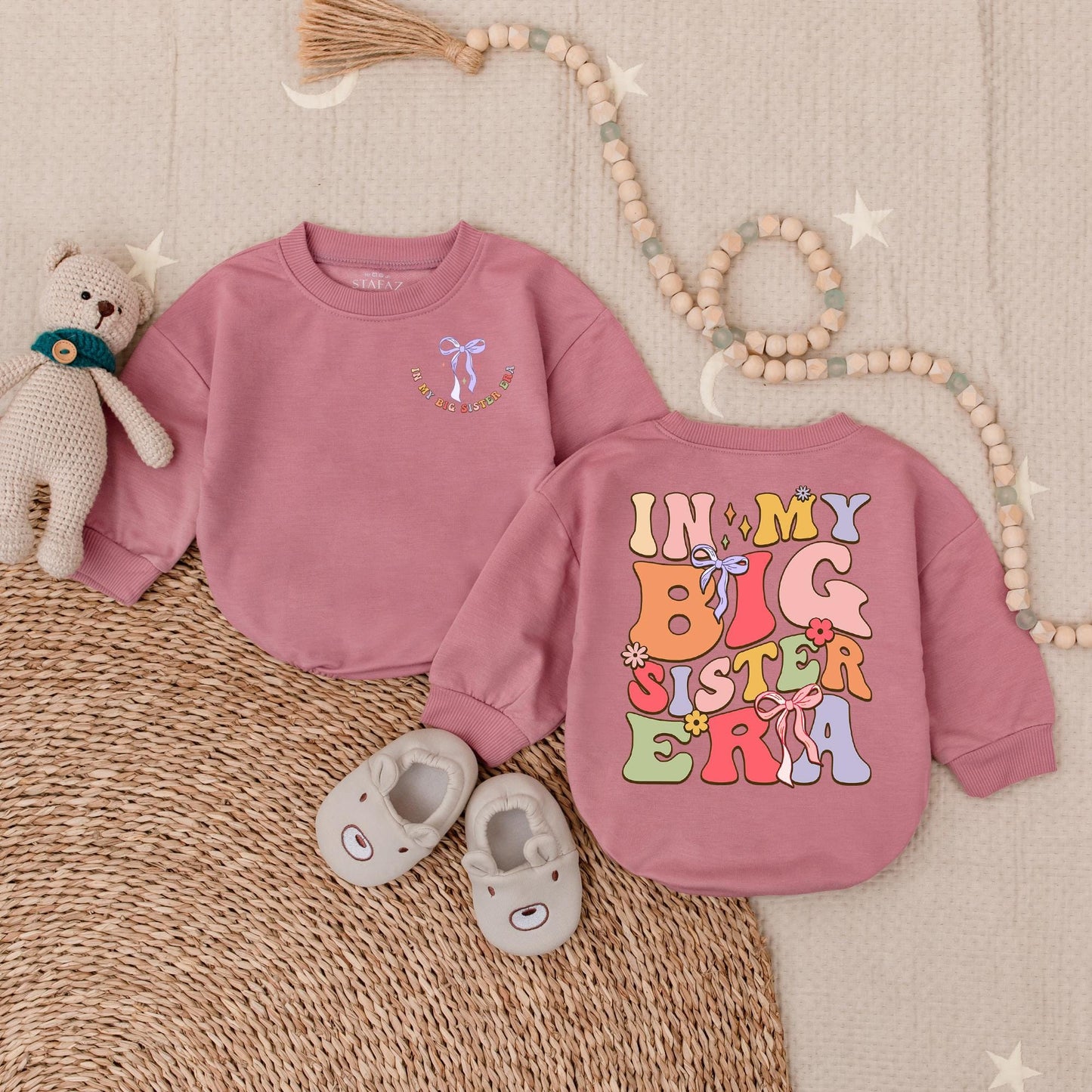 Big Sister Romper Floral Toddler Outfit Birth Announcement Gift Baby Girl Sweet Meadow Design Comfortable Cotton Baby Clothes