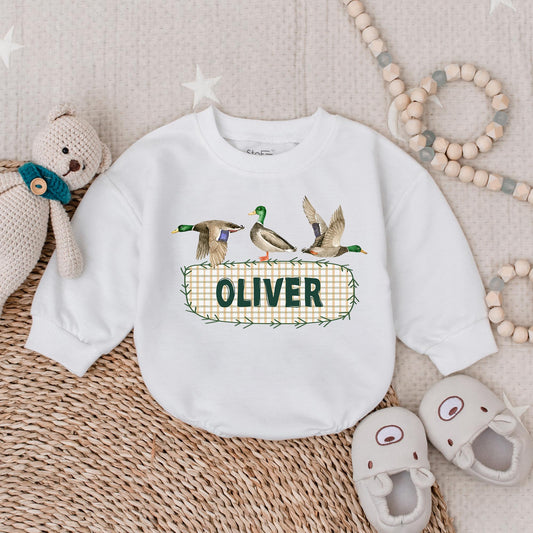 Personalized Mallard Duck Hunting Baby Romper Daddy's Hunting Buddy Cute Duckling Bodysuit Baby Shower Gift for Boys