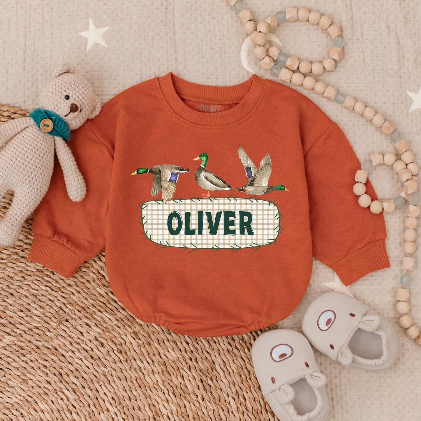 Personalized Mallard Duck Hunting Baby Romper Daddy's Hunting Buddy Cute Duckling Bodysuit Baby Shower Gift for Boys