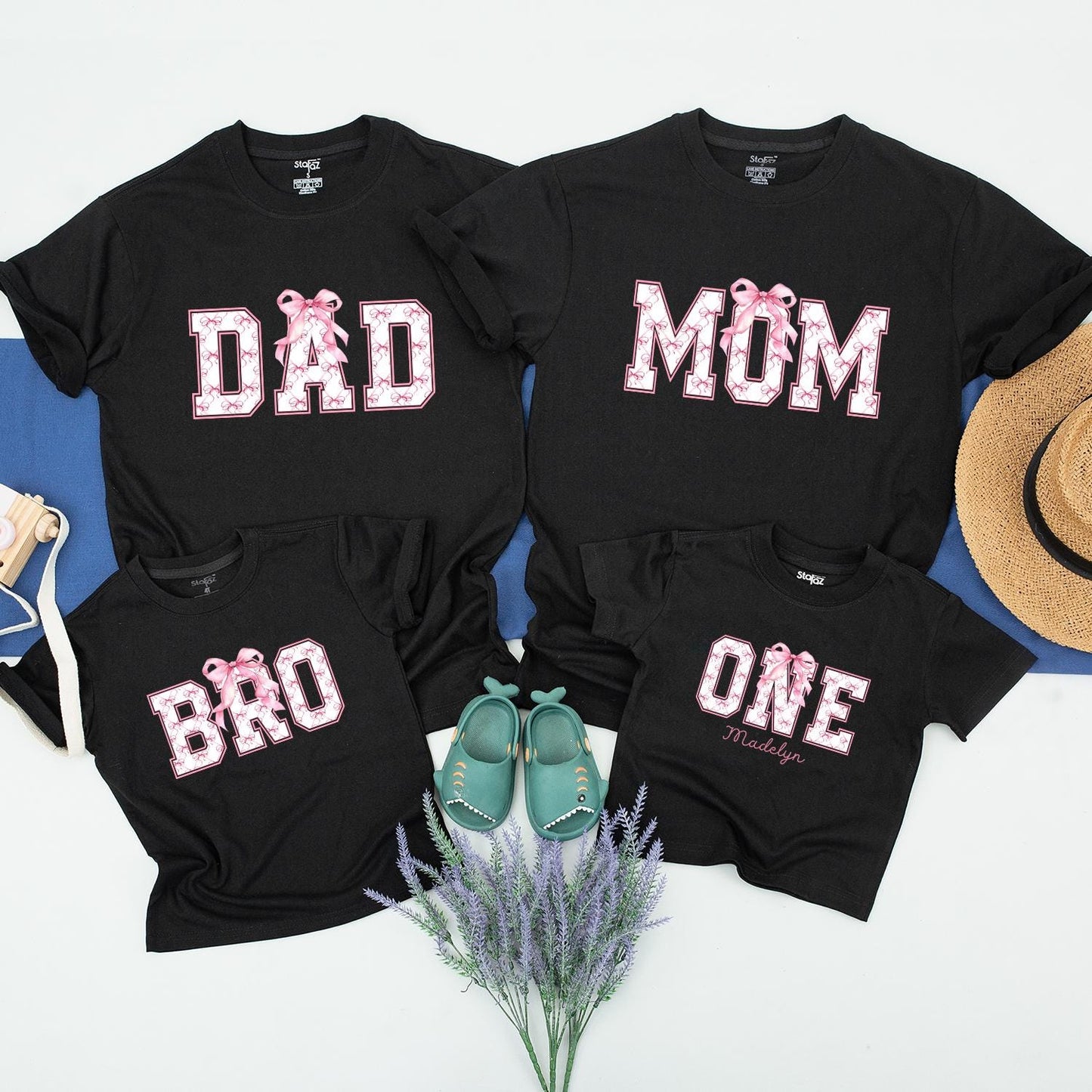 Adorable Pink Bow Matching Family Birthday Shirts for Mom Dad Sister First Birthday Outfit Cute Coquette Celebration