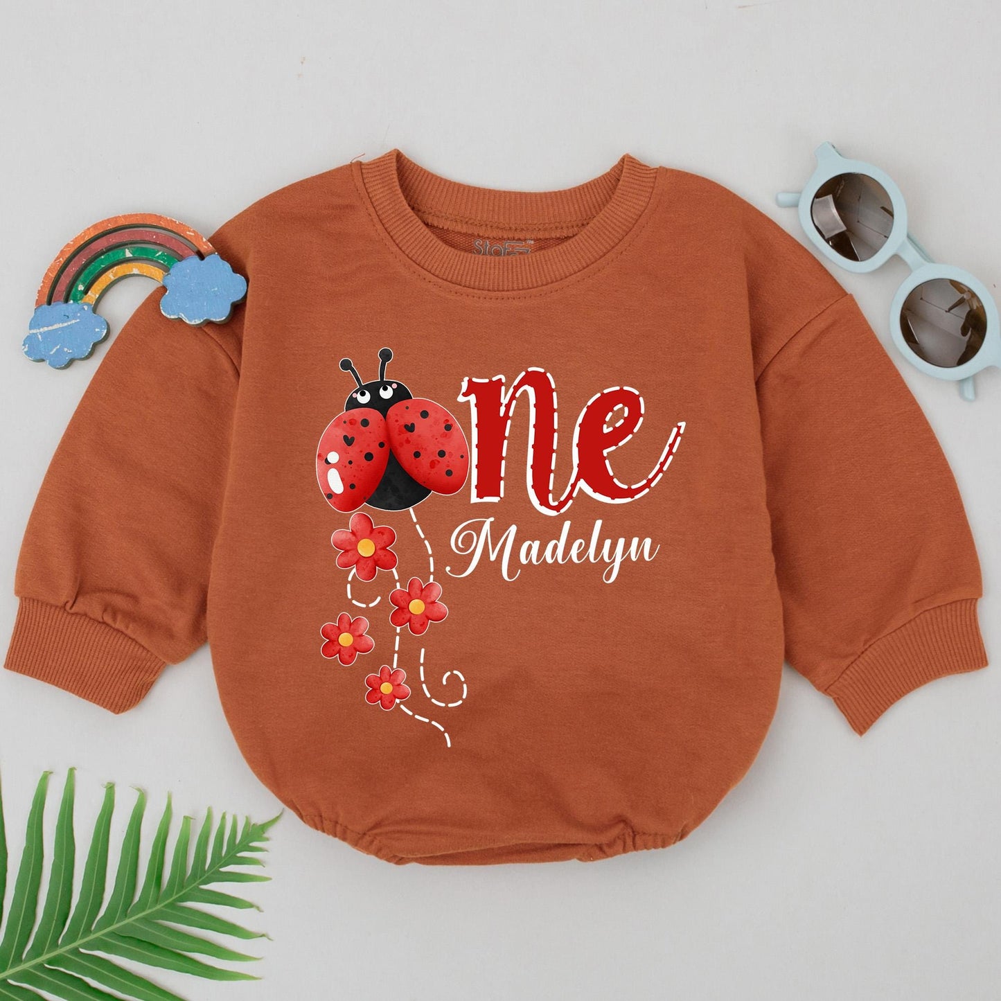 Personalized Ladybug First Birthday Romper, Custom Name One Year Old Outfit, Red Bug Party Clothes, Baby Girl Romper, Adorable 1st Birthday Gift