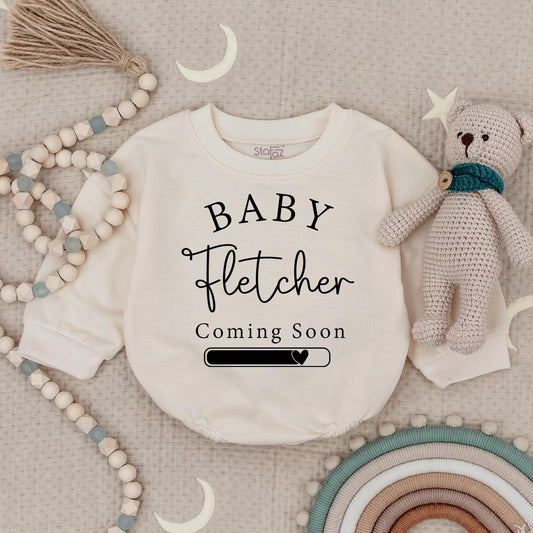 Personalized Baby Coming Soon Bodysuit, Custom Name Pregnancy Announcement Romper, Due Date Reveal Grow, Heart Progress Bar, Minimalist Design, Black Print 2025