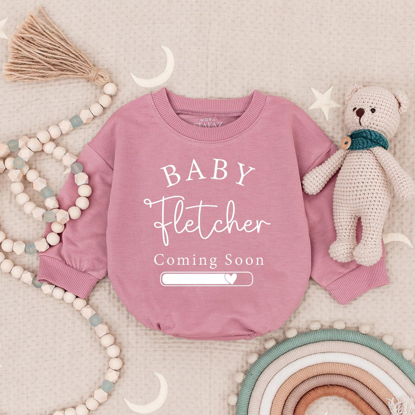 Personalized Baby Coming Soon Bodysuit, Custom Name Pregnancy Announcement Romper, Due Date Reveal Grow, Heart Progress Bar, Minimalist Design, Black Print 2025