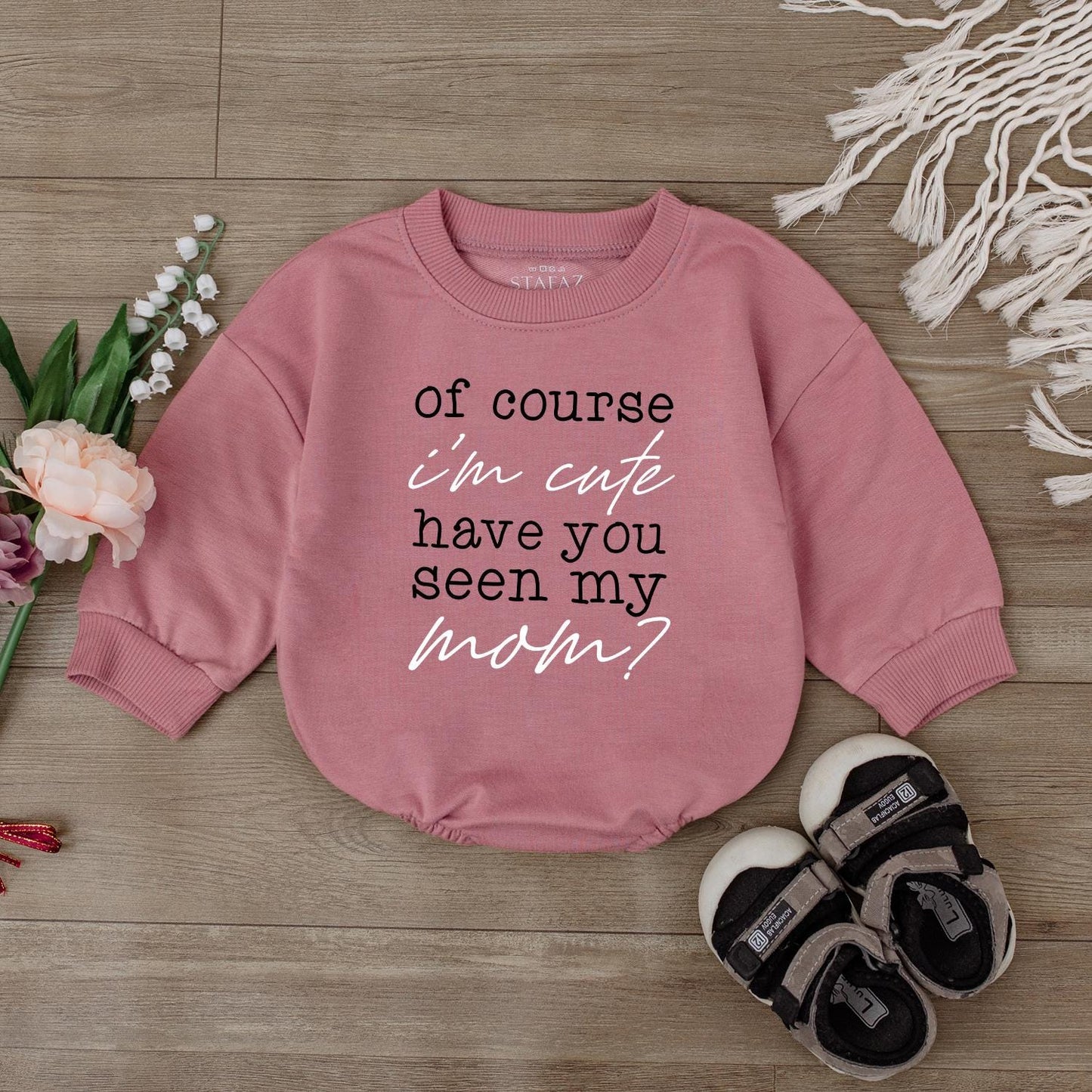 Cute Baby Romper 'Of Course I'm Cute' Funny Newborn Outfit Baby Shower Gift for Girl or Boy First Birthday Clothes