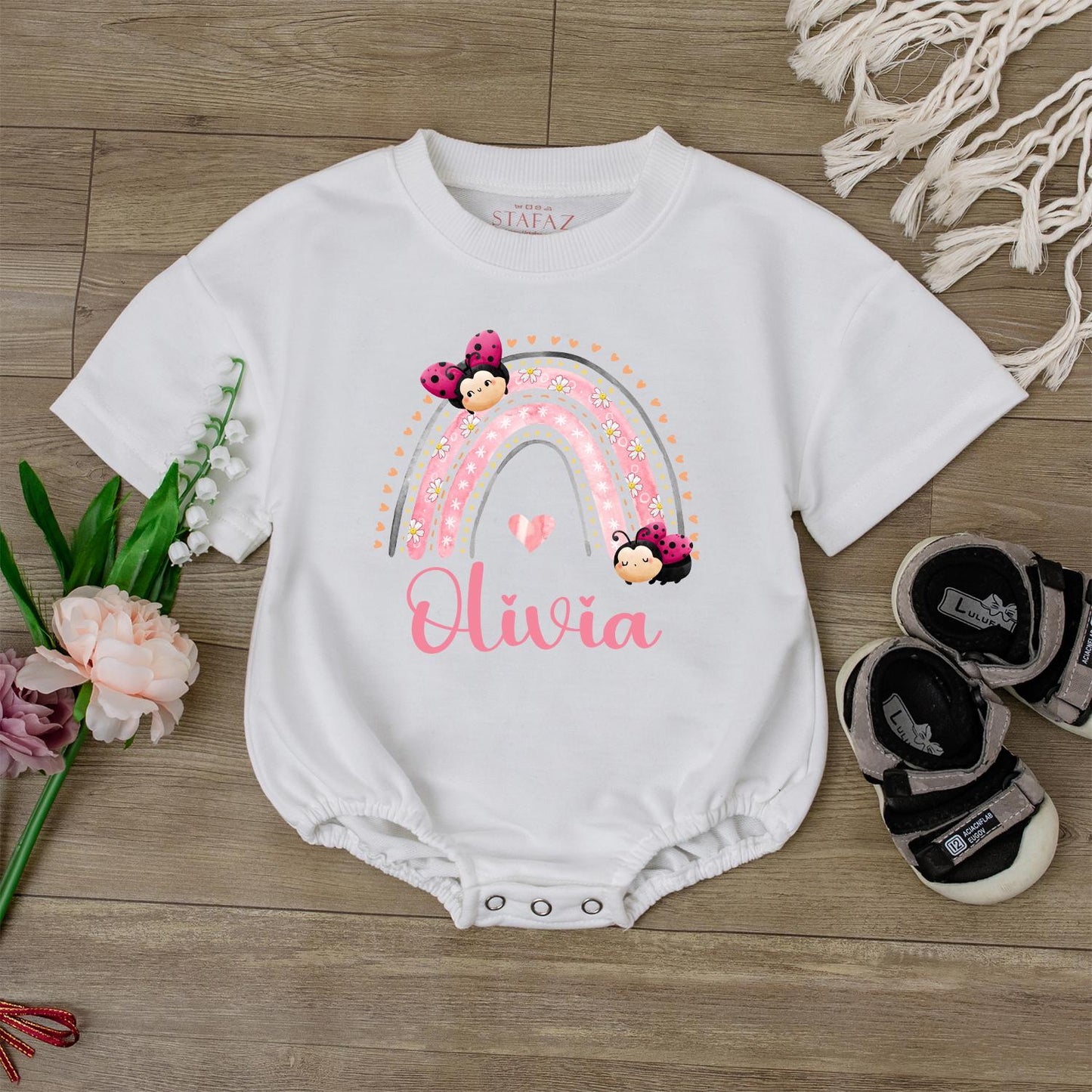 Cute Ladybug Birthday Girl Romper Personalized Baby First Birthday Bodysuit Custom June Bug Baby Gift Summer Cotton