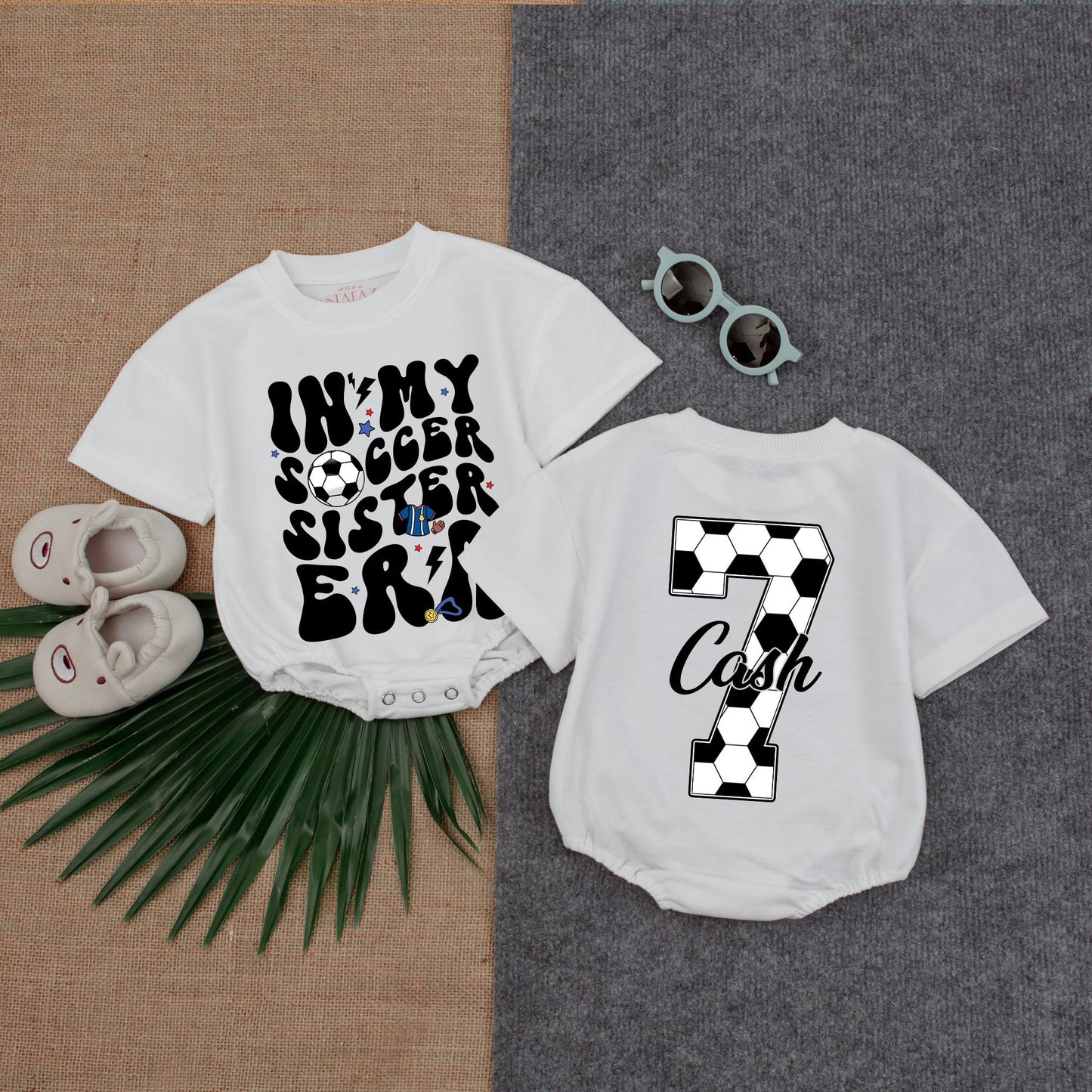 Soccer Sister Era Bubble Romper Gameday Outfit for Little Girls Soccer Lover Gift