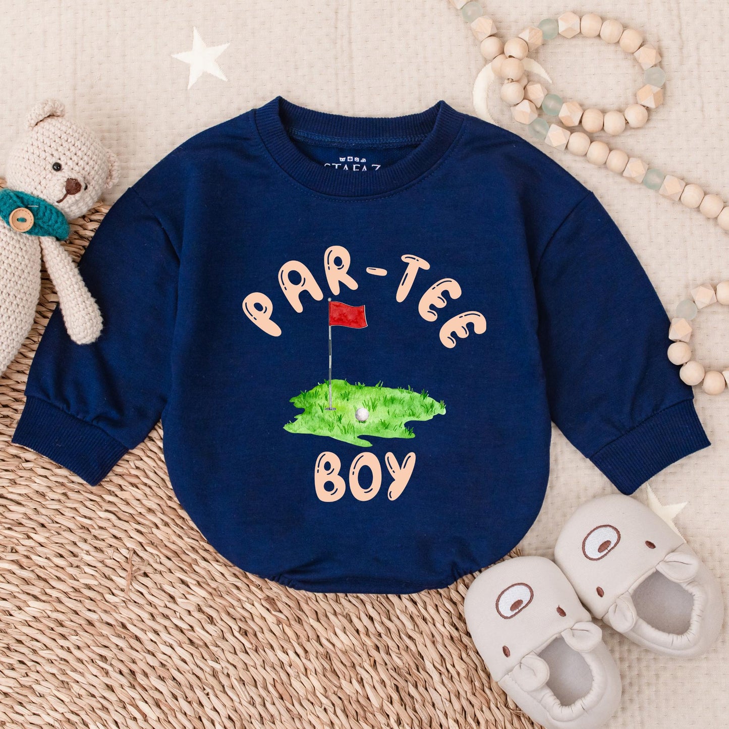 Boys Golf Birthday Bubble Romper Toddler Par-Tee Outfit Cake Smash Tee Shirt First Birthday Party Gift Kids Golf Themed Celebration