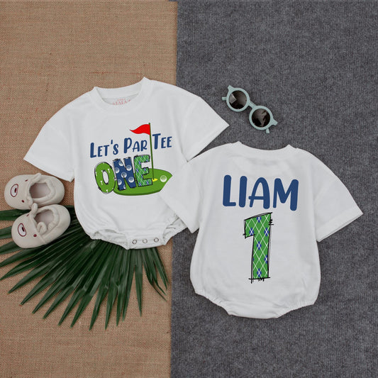 Let's Par Tee! Baby Boy's First Birthday Golf Romper Outfit Toddler Golf Clothes Party Gift