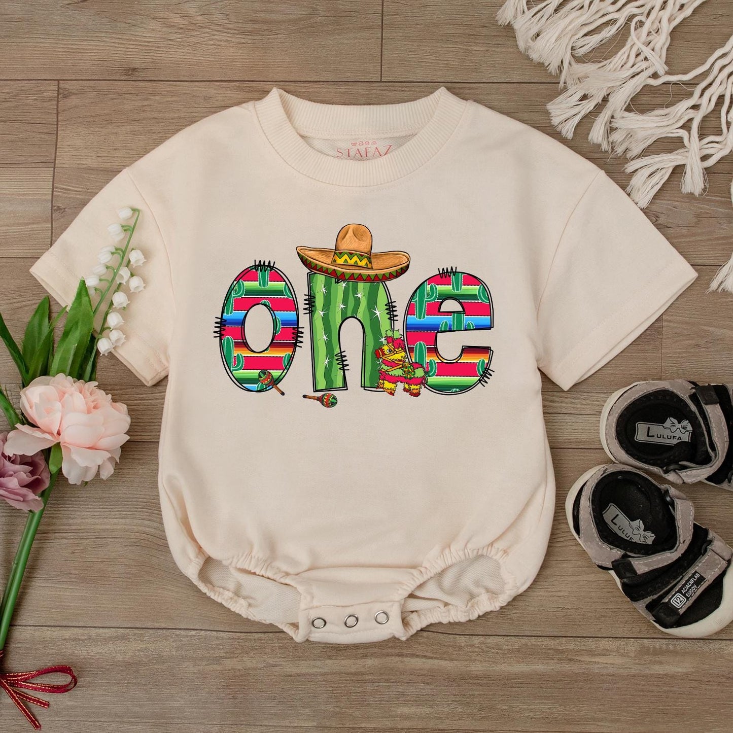 Cute Fiesta 1st Birthday Baby Romper Uno Fiesta Outfit Cinco de Mayo Baby Shower Gift