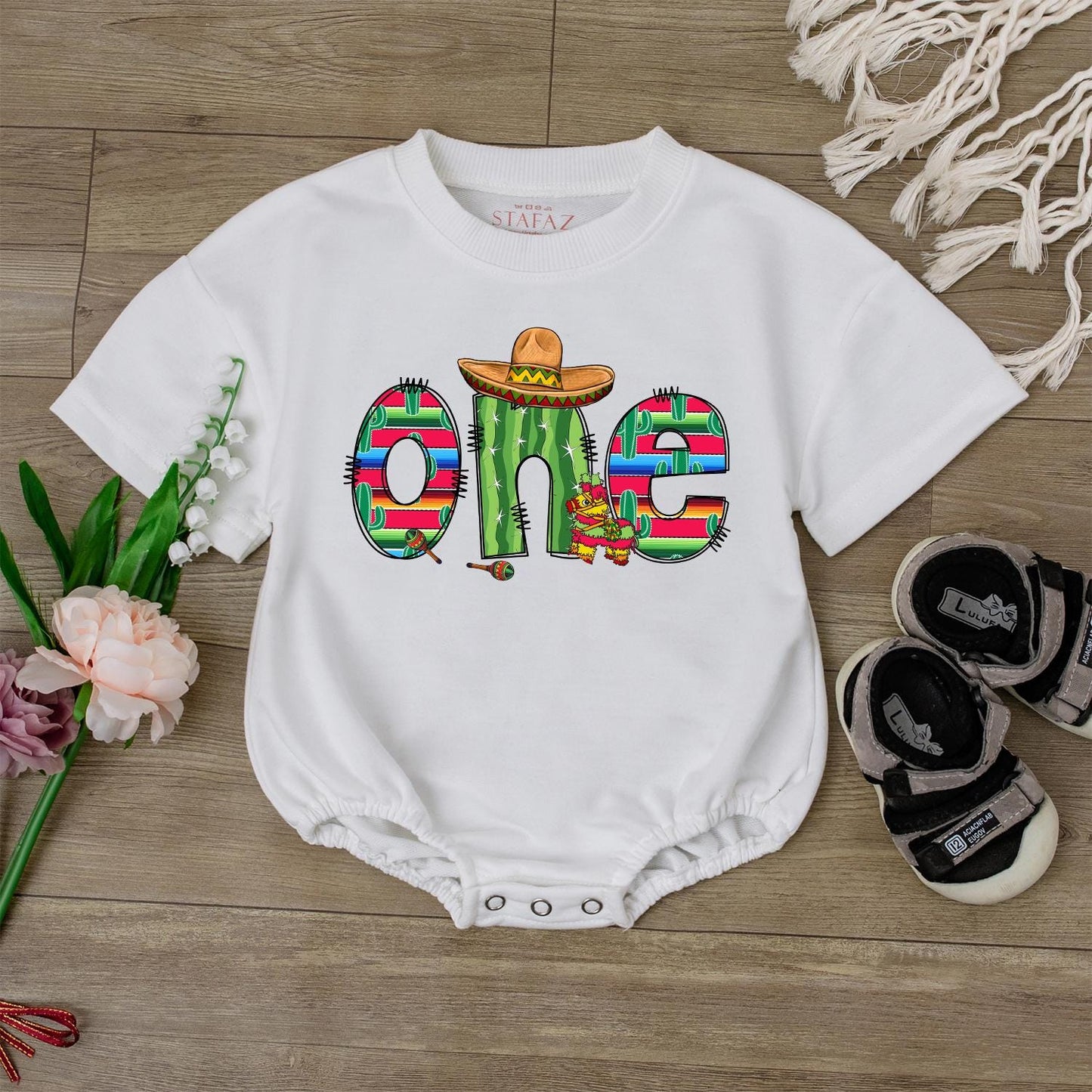 Cute Fiesta 1st Birthday Baby Romper Uno Fiesta Outfit Cinco de Mayo Baby Shower Gift