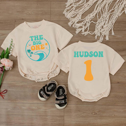Custom Summer First Birthday Boy Romper Ocean Theme The Big One Outfit Soft Comfortable Coastal Baby Bodysuit Island Vacation Style