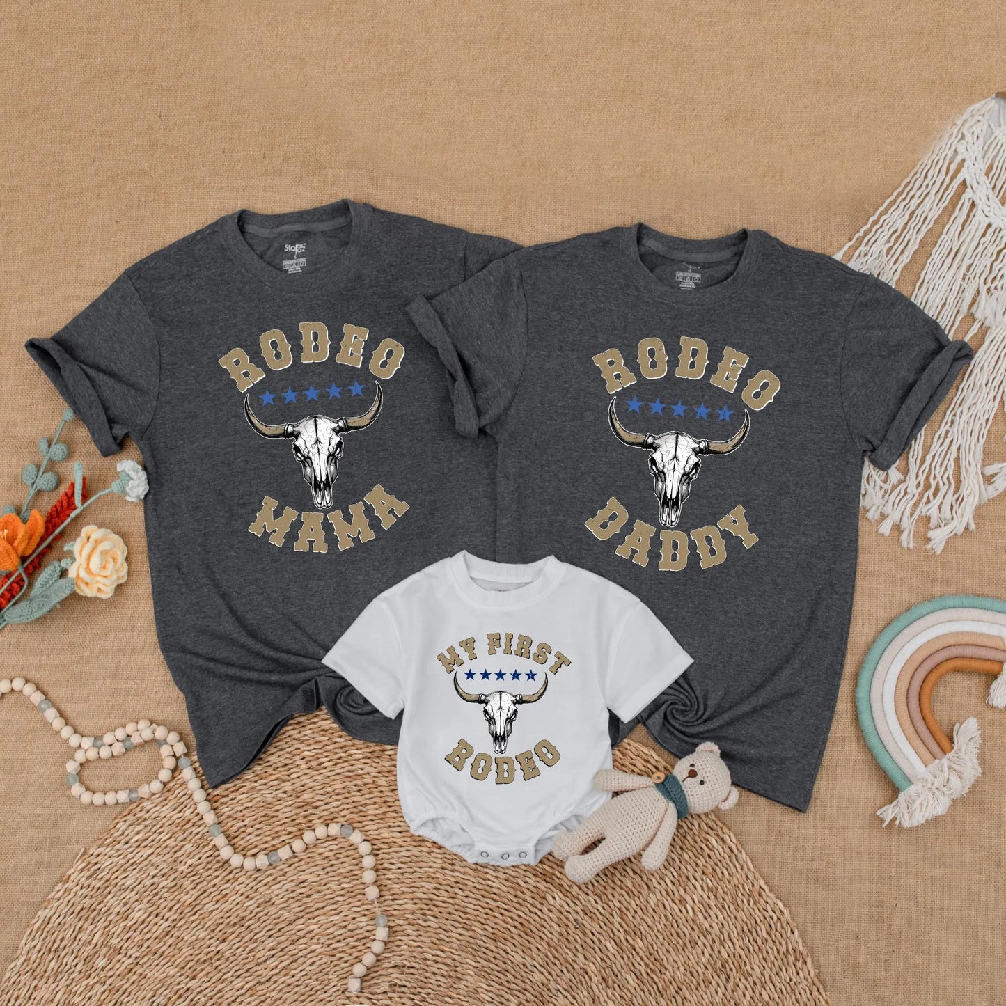 My First Rodeo Family Birthday Matching Shirt Cowboy Theme Wild West Western Outfits Birthday Boy Mama Outfit