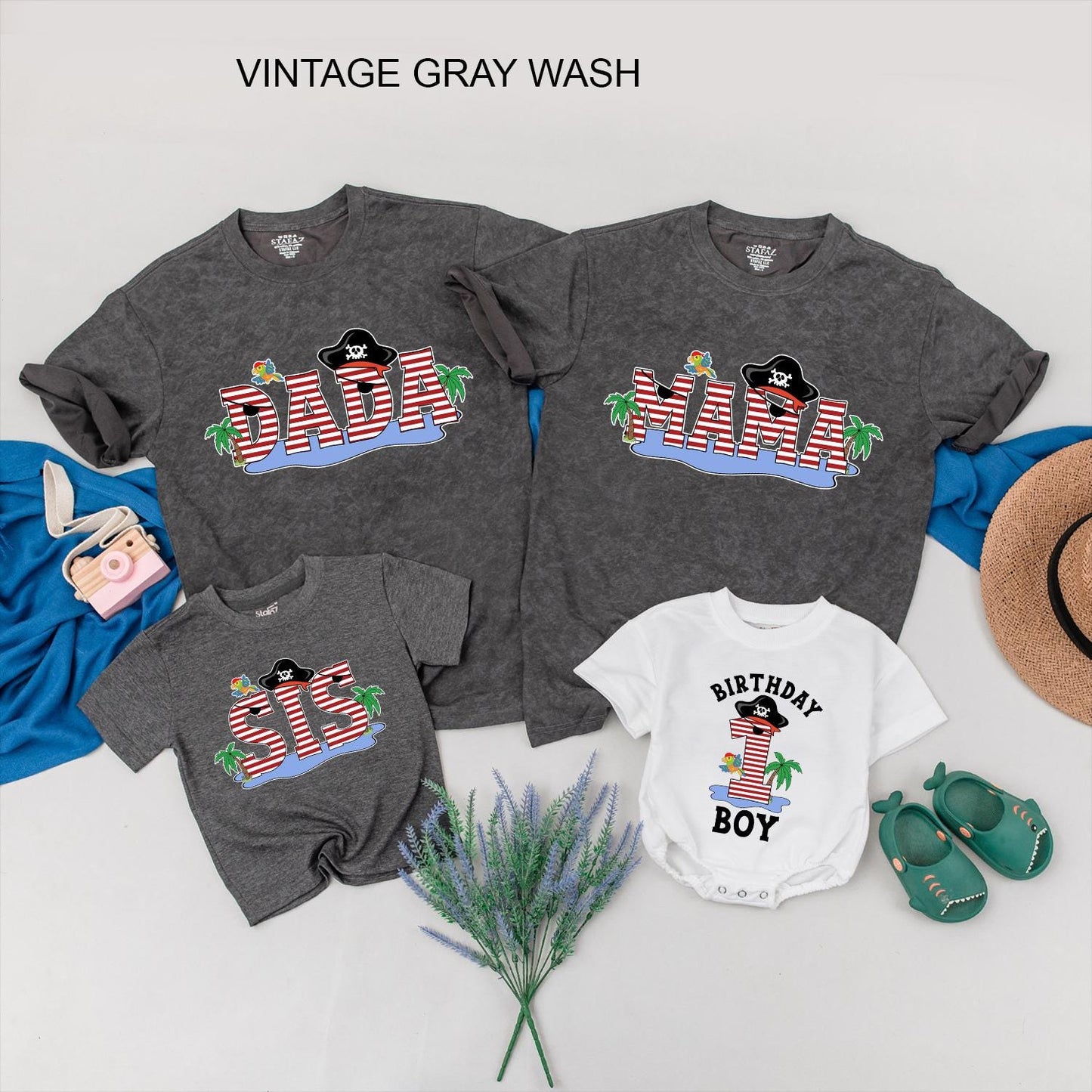 Ahoy Matey Pirate Family Birthday Shirts, Matching Pirate Theme Outfit Set for Mom, Dad, Baby Boy, Sister, Cute First Birthday, Matching Family Tees