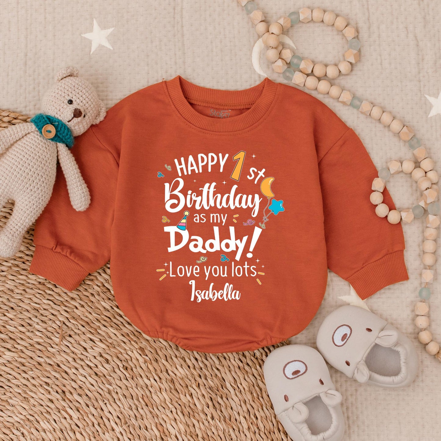 Happy 1st Birthday as Daddy Baby Romper, Custom 1st Birthday Bodysuit, Cute Baby Girl Clothes, Daddy's Girl Gift