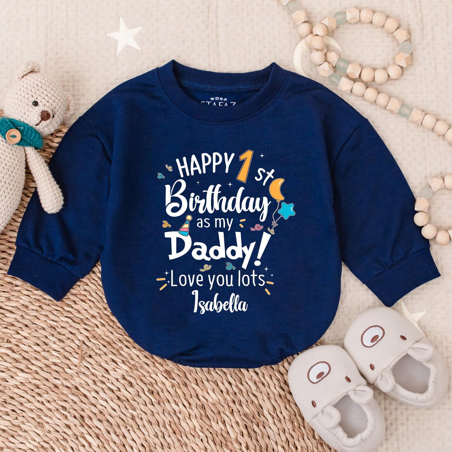 Happy 1st Birthday as Daddy Baby Romper, Custom 1st Birthday Bodysuit, Cute Baby Girl Clothes, Daddy's Girl Gift