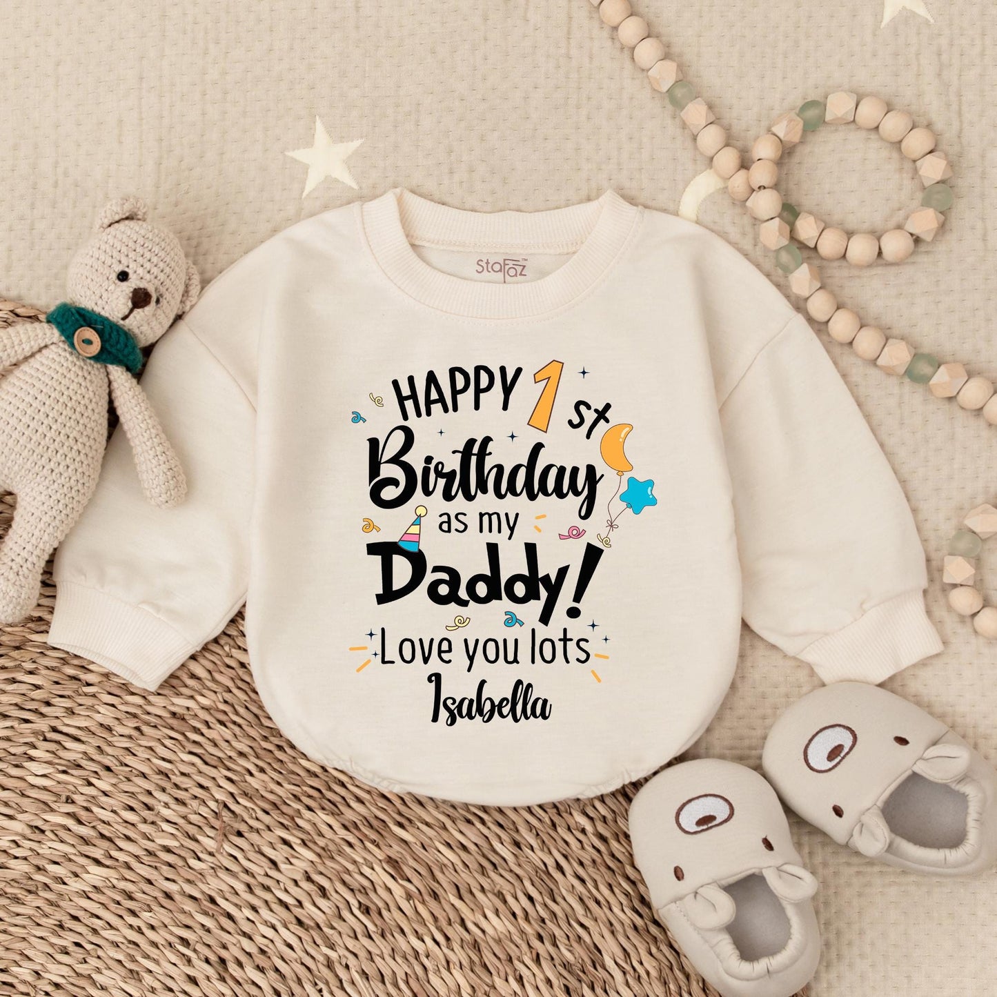 Happy 1st Birthday as Daddy Baby Romper, Custom 1st Birthday Bodysuit, Cute Baby Girl Clothes, Daddy's Girl Gift