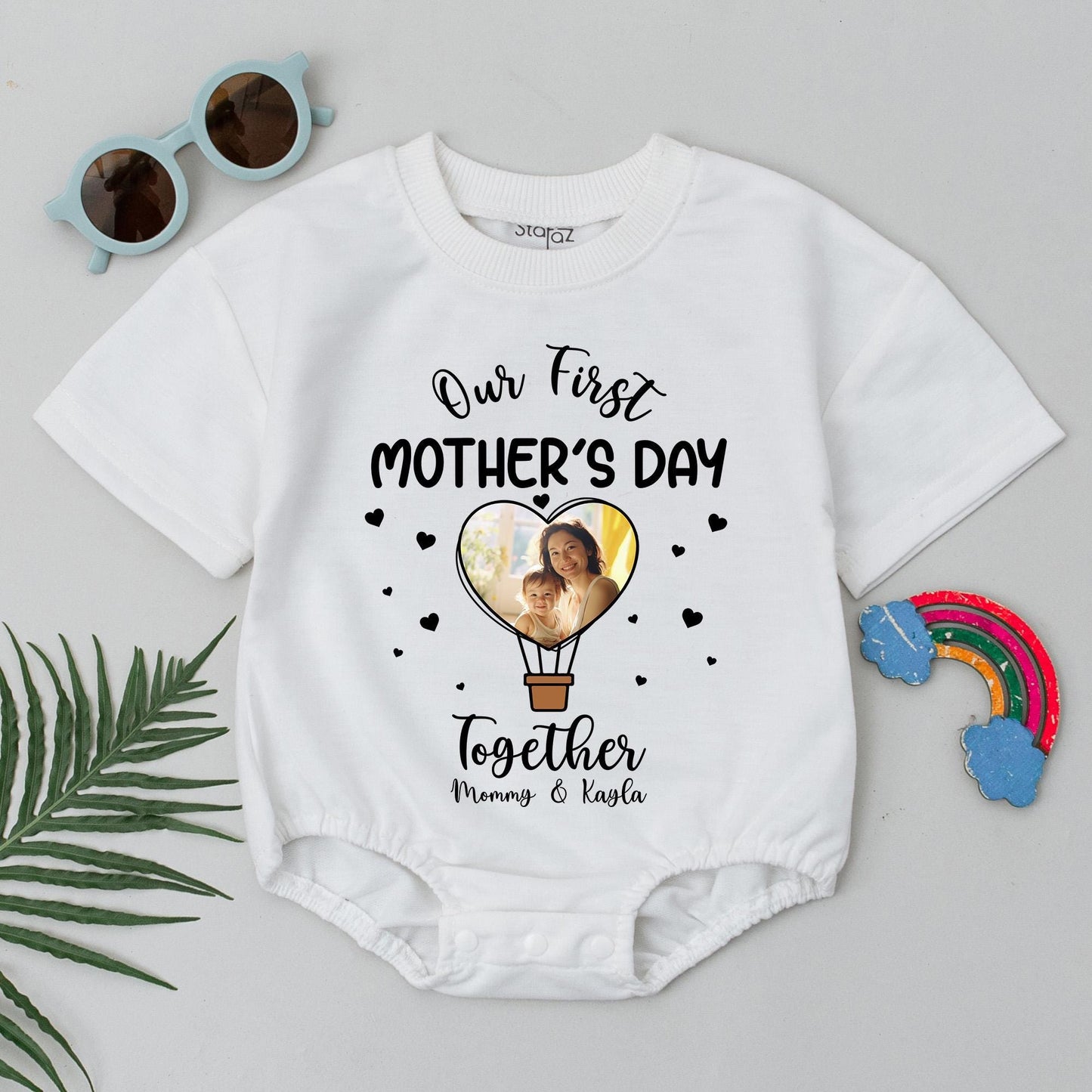 Personalized First Mother's Day Shirt for Baby & Mom - Custom Photo & Name Gift Set - New Mom & Baby Outfit