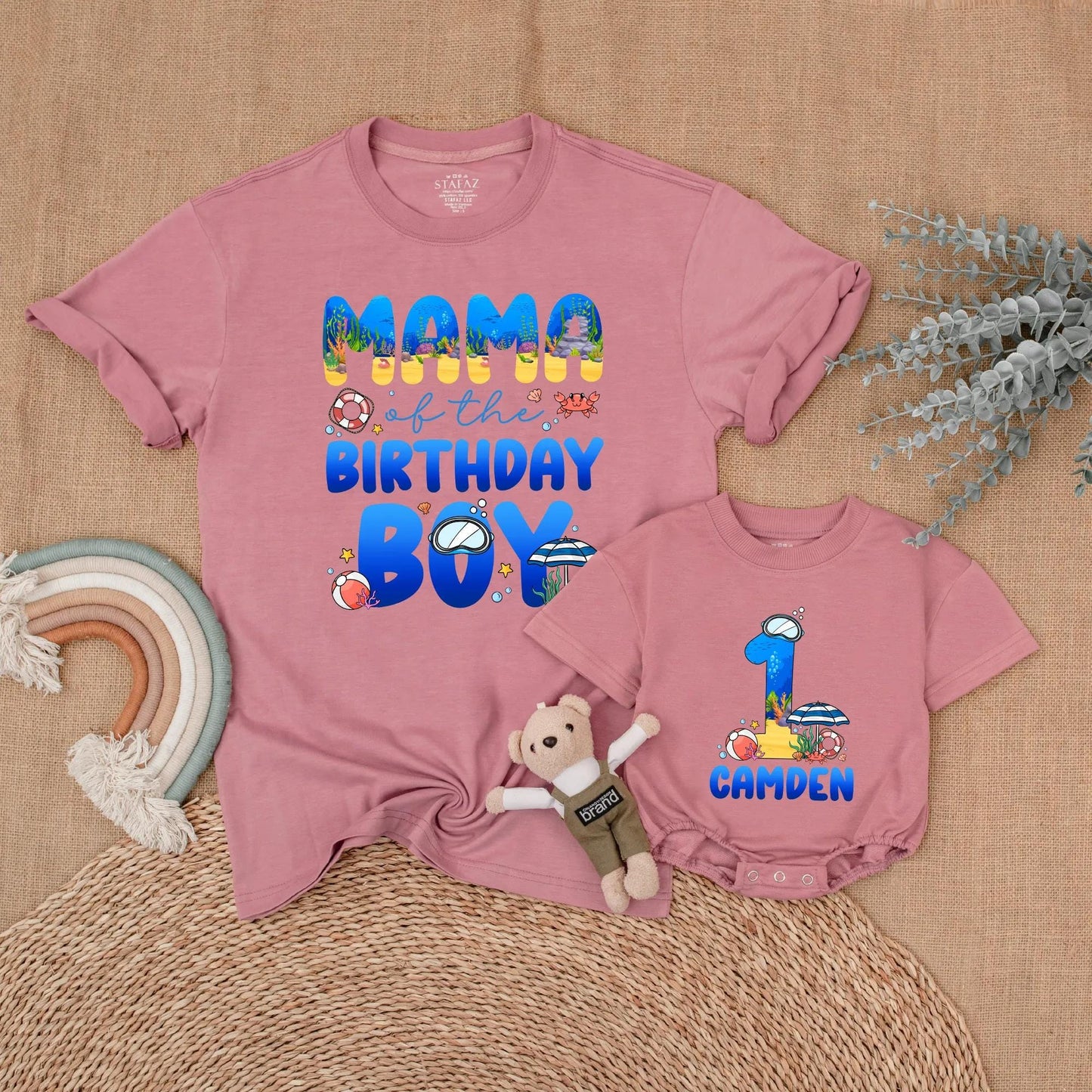 Ocean Birthday Matching Family Shirts Sea Animals Theme First Birthday Party Gift "Oneder the Sea" "Whale Birthday"
