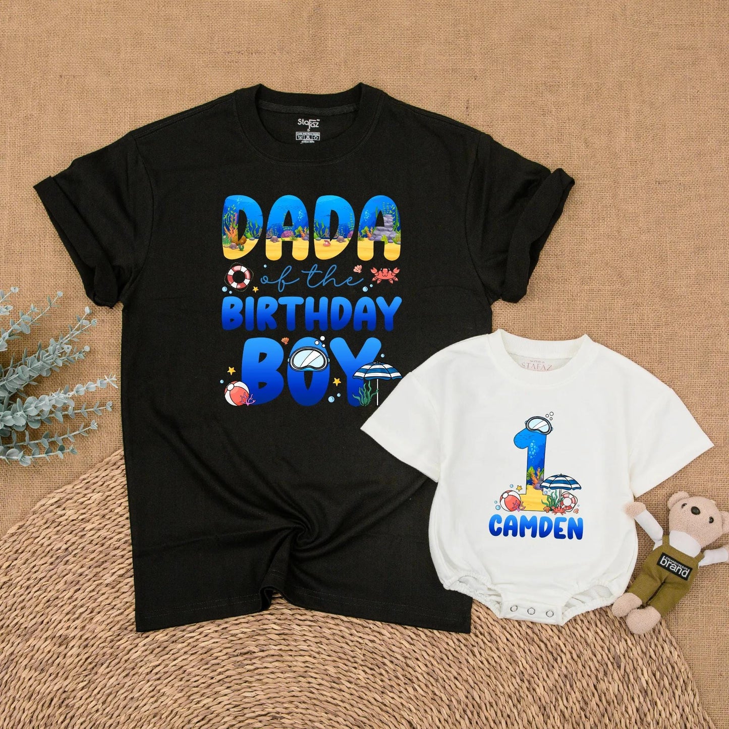 Ocean Birthday Matching Family Shirts Sea Animals Theme First Birthday Party Gift "Oneder the Sea" "Whale Birthday"