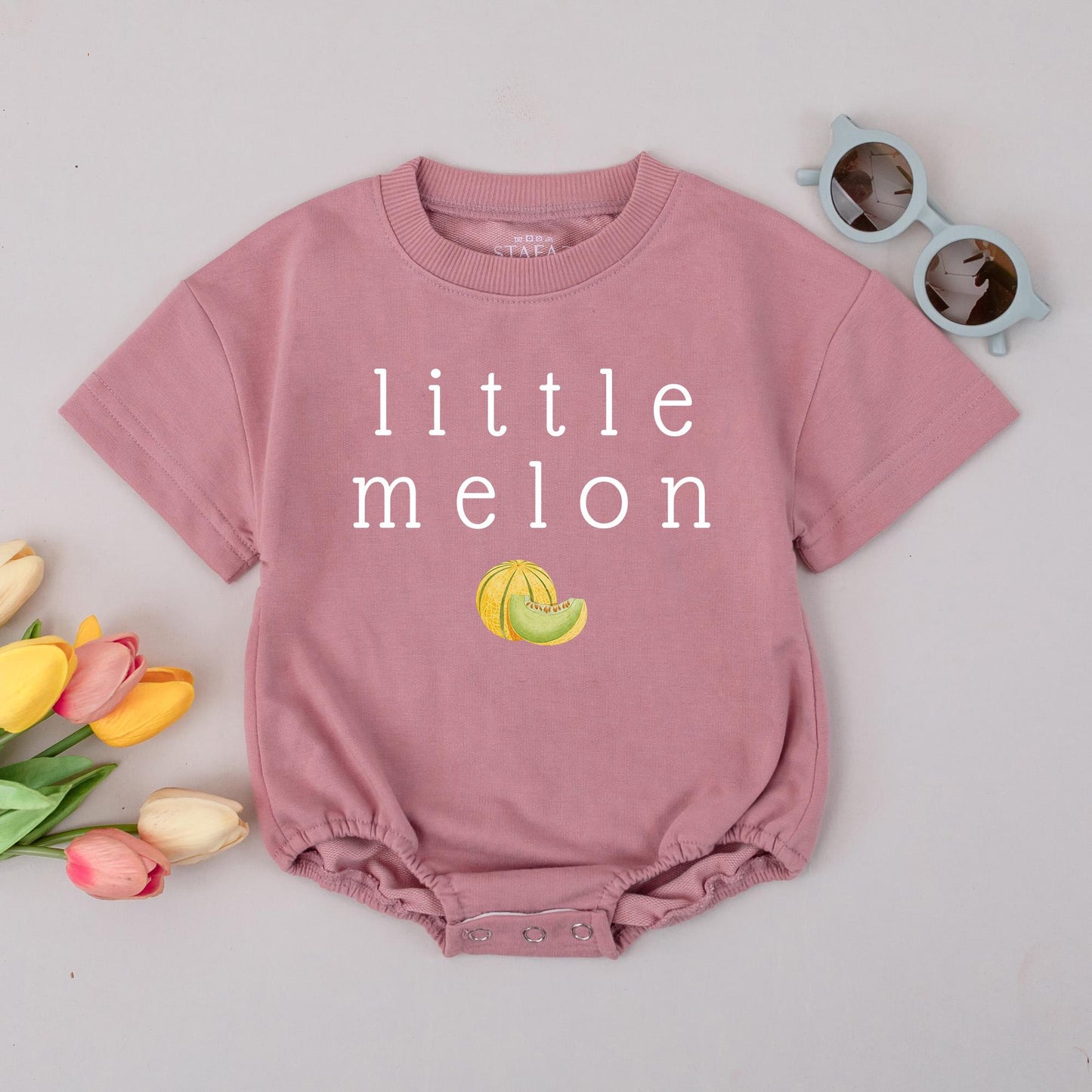 Little Melon Baby Romper – Cute Fruit Pun Summer Outfit for Baby Girl or Boy, Short Sleeve Romper Gift Idea