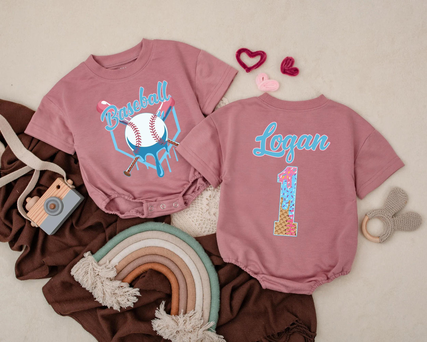 Baseball Birthday Baby Boy Romper – Personalized First Birthday Outfit with Custom Name, Cake Smash Sports Theme, Summer Baby Gift
