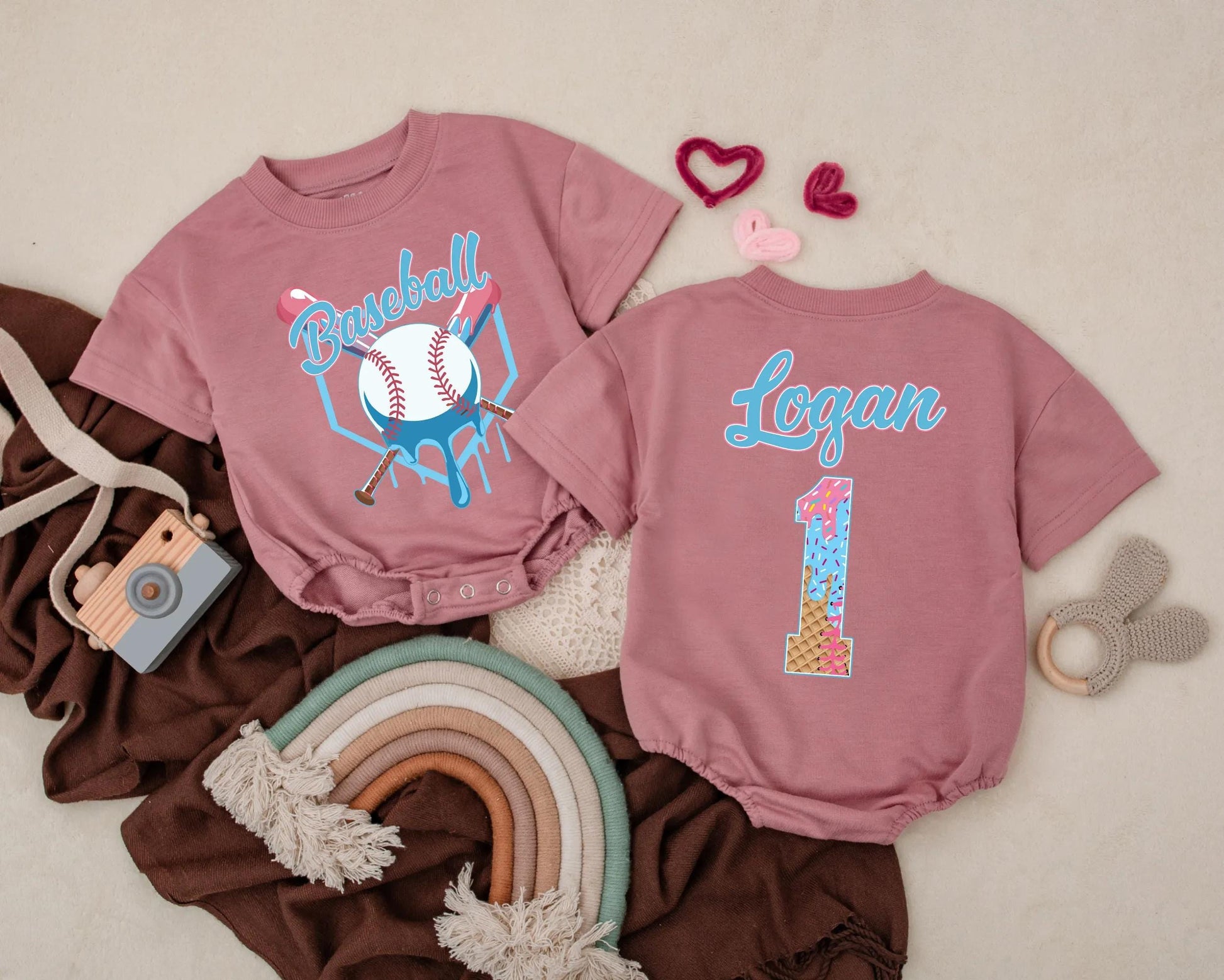 Baseball Birthday Baby Boy Romper – Personalized First Birthday Outfit with Custom Name, Cake Smash Sports Theme, Summer Baby Gift