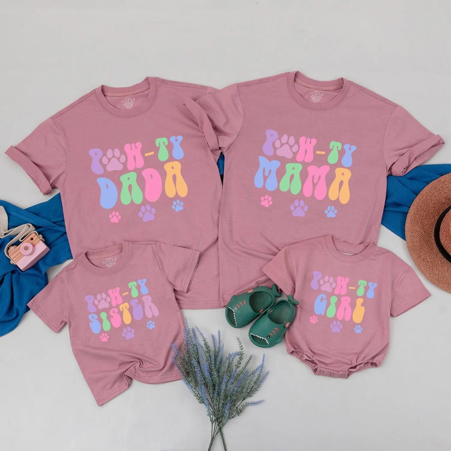 Pawty Animal Birthday Family Shirts Dada Mama Girl Let’s Pawty Pet Theme Dog Party Matching Birthday Outfits