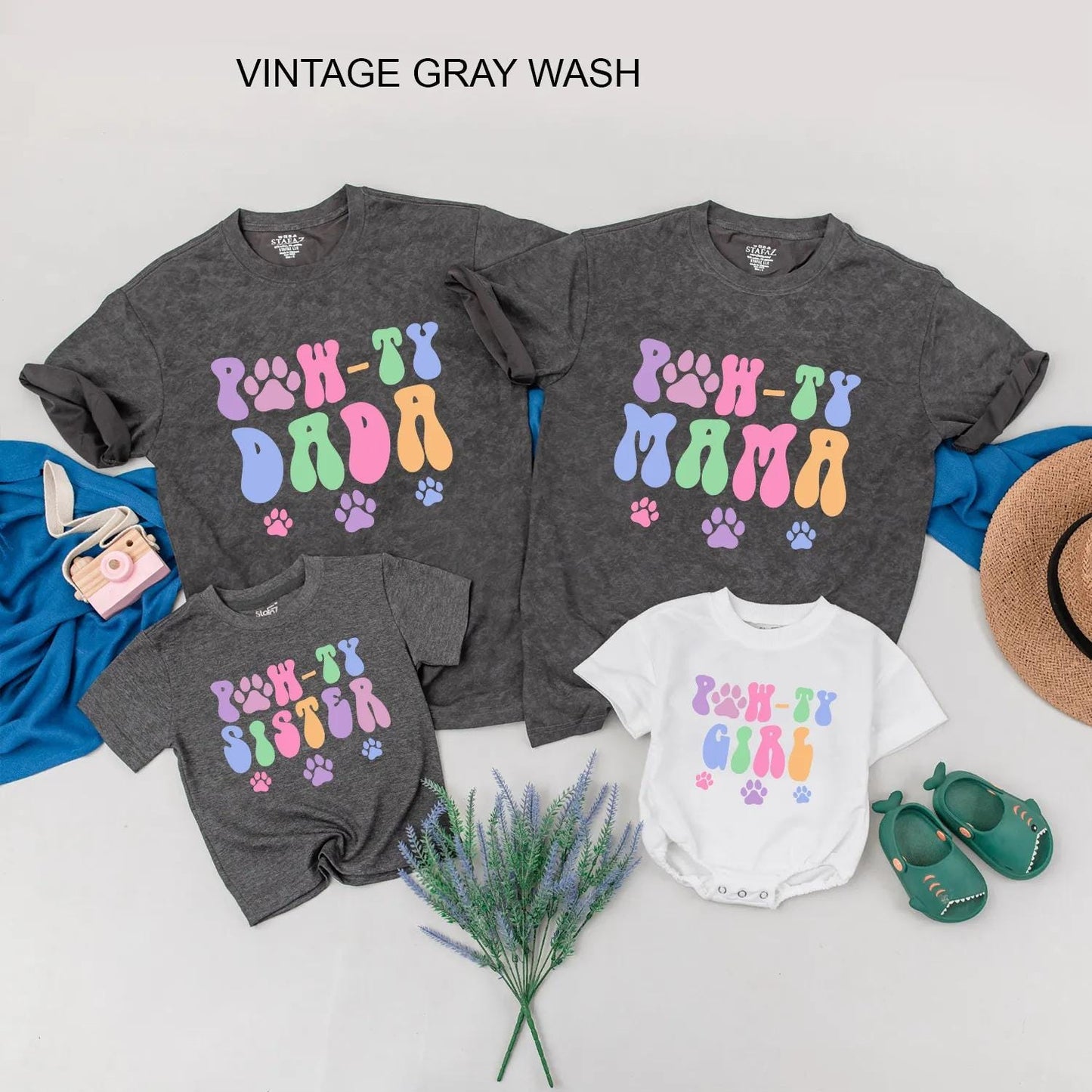 Pawty Animal Birthday Family Shirts Dada Mama Girl Let’s Pawty Pet Theme Dog Party Matching Birthday Outfits