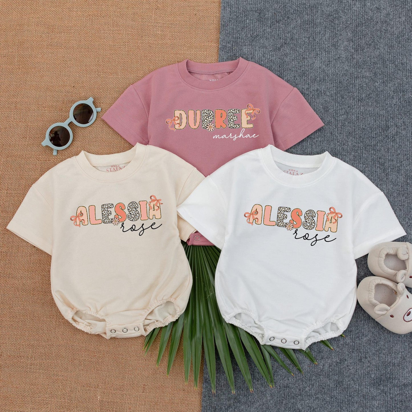 Personalized First Last Name Baby Girl Bubble Romper Newborn Outfit Baby Shower Gift Custom Infant Going Home Suit