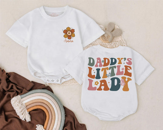 Daddy's Little Lady Romper Personalized Baby Girl Outfit Custom Infant Bodysuit Newborn Baby Gift for Dad