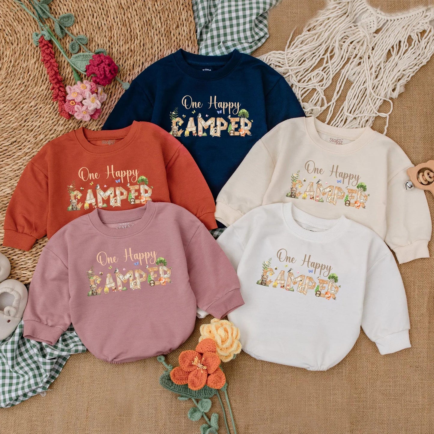One Happy Camper 1st Birthday Baby Romper Outfit, Adventure Baby Clothes, Cake Smash Gift, Camping Party for Boy