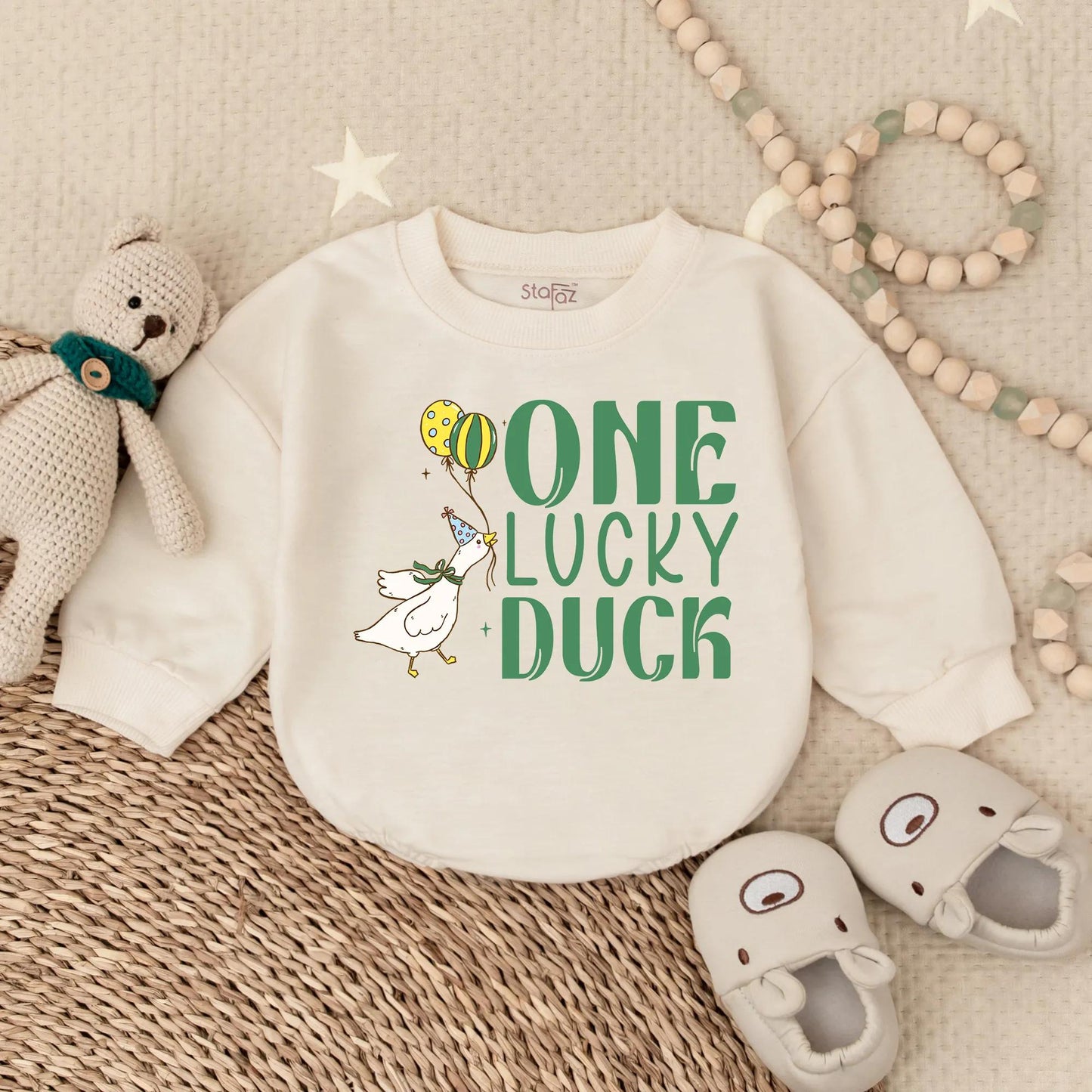 One Lucky Duck First Birthday Romper Outfit for Baby Boy Cute Ducky Theme Party Celebration Clothes Comfortable Soft Cotton Gift