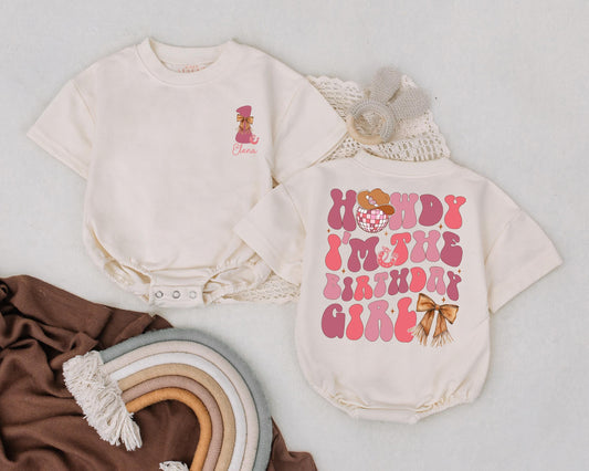 Personalized Name Retro Cowgirl Romper for Baby Girl, My First Rodeo Birthday Outfit, Western Baby Clothes, Custom Cowgirl Gift