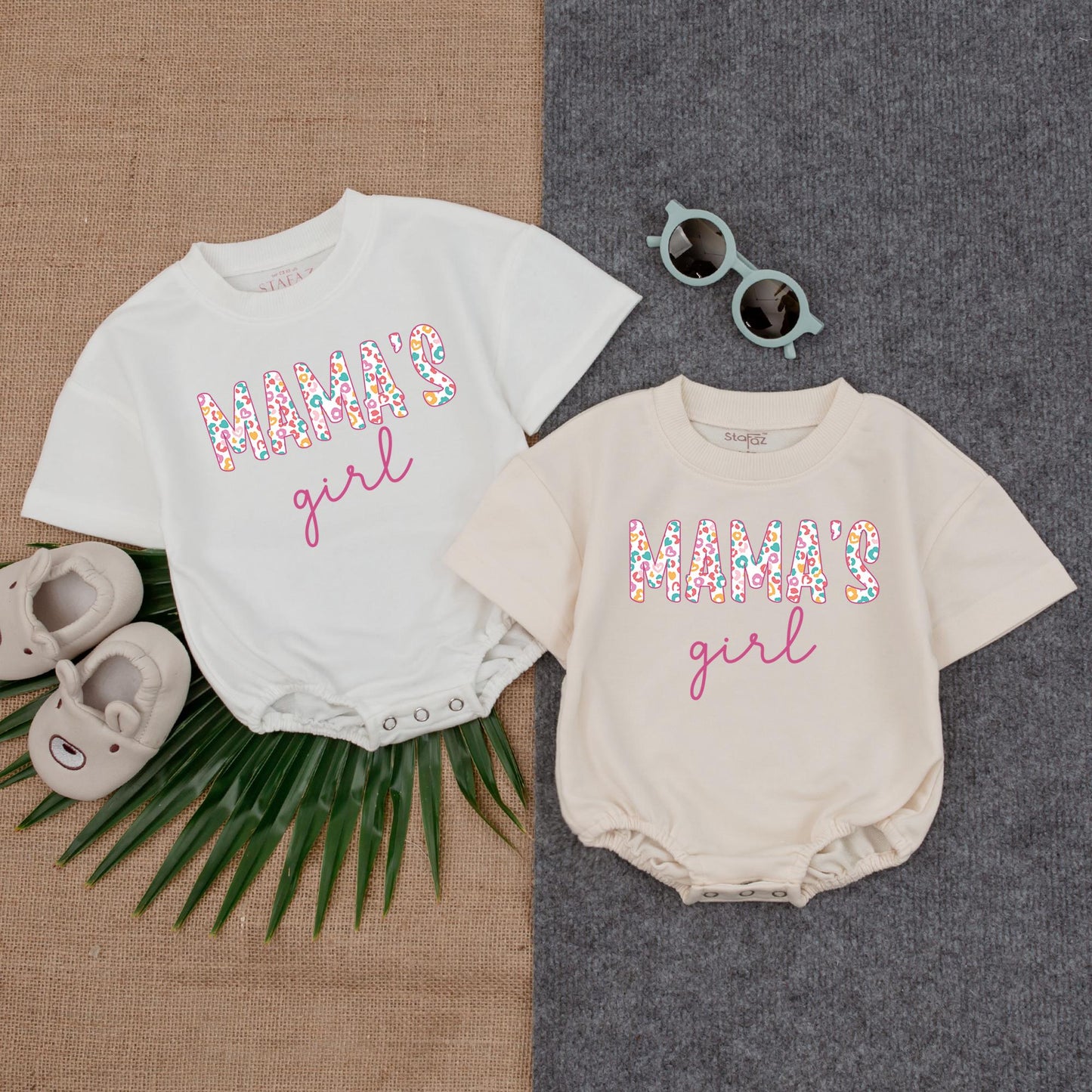 Mama's Girl Pink Bubble Romper Mama's Little Bestie Tee Sweet Baby Girl Outfit for Fathers Day Newborn Dad Gift