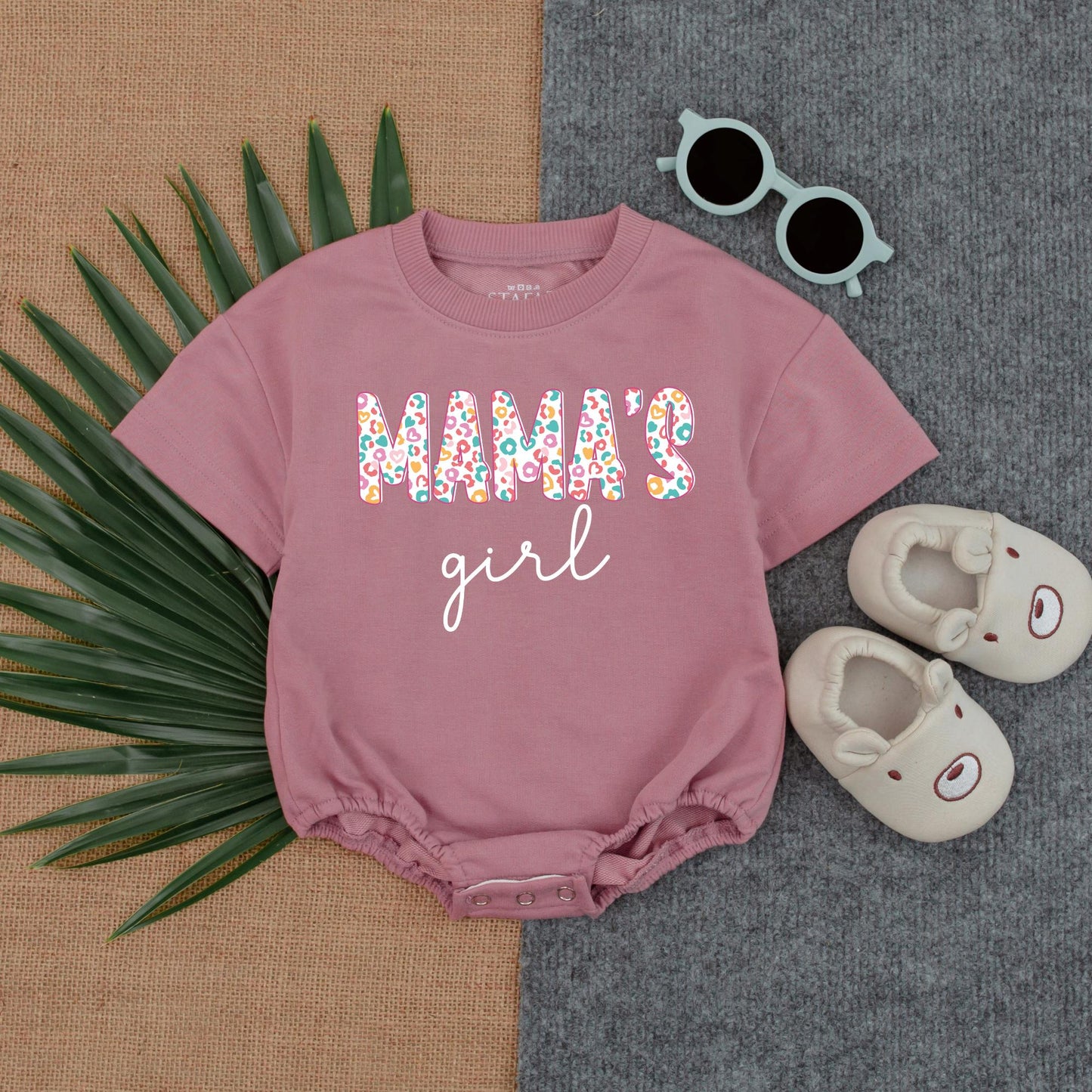 Mama's Girl Pink Bubble Romper Mama's Little Bestie Tee Sweet Baby Girl Outfit for Fathers Day Newborn Dad Gift