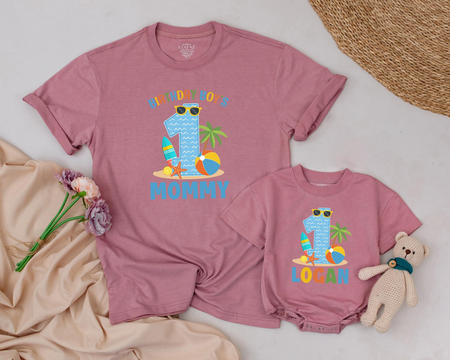 Matching Family Summer 1st Birthday Shirts: Beach Vibes for Baby Boy & Girl's First Birthday Party! Tropical Family Vacation Outfits
