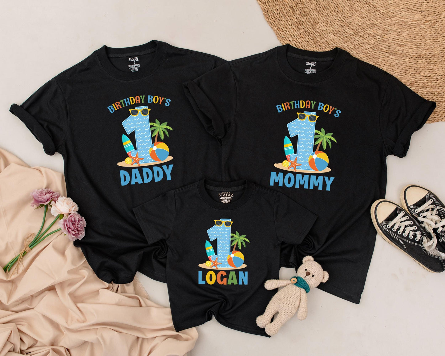 Matching Family Summer 1st Birthday Shirts: Beach Vibes for Baby Boy & Girl's First Birthday Party! Tropical Family Vacation Outfits