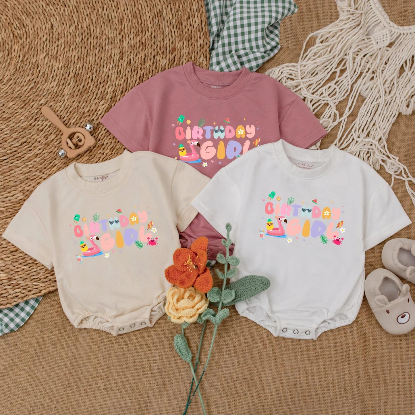 Personalized Pool Party First Birthday Girl Romper Summer Beach Baby Bodysuit Outfit Comfortable Cotton 1st Birthday Gift