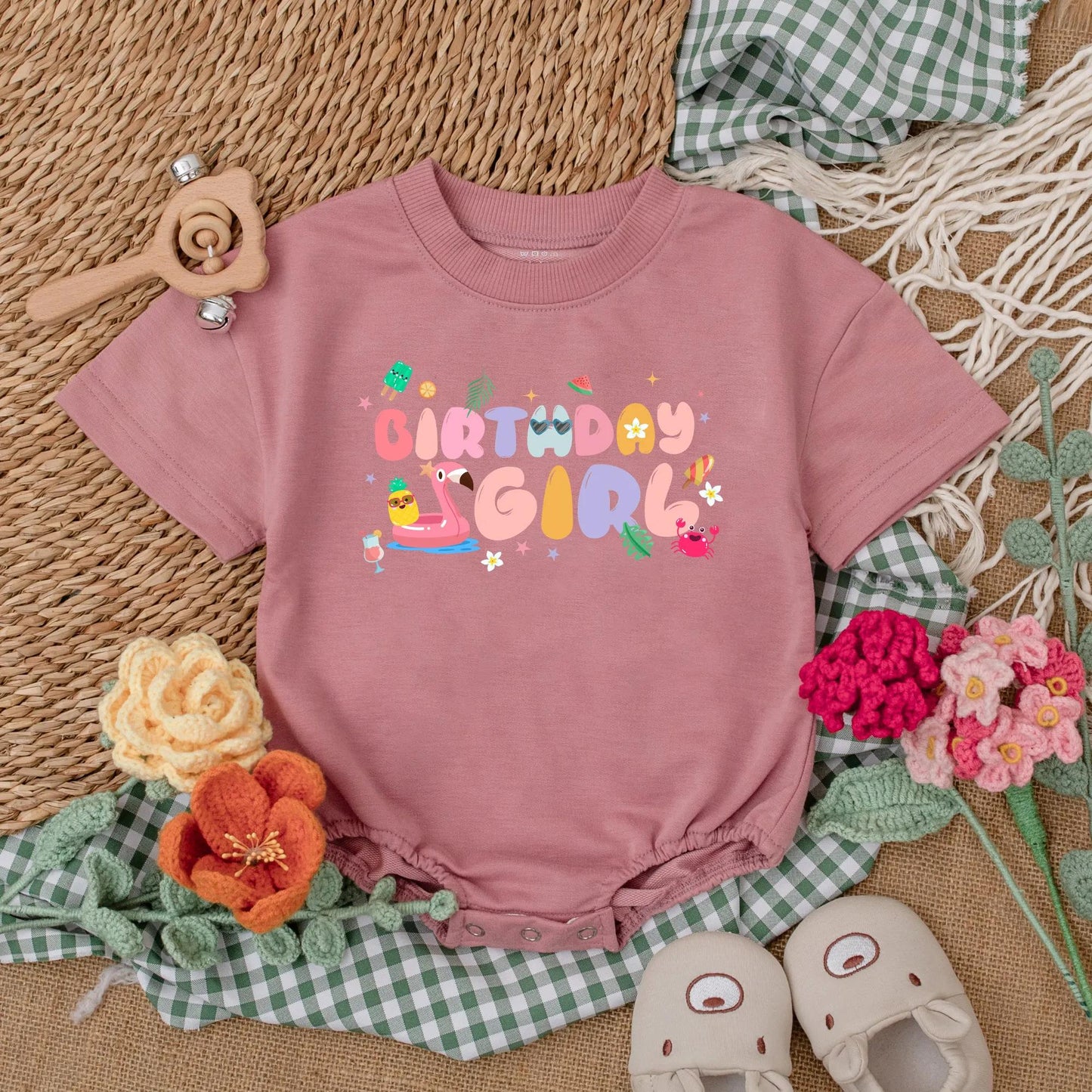 Personalized Pool Party First Birthday Girl Romper Summer Beach Baby Bodysuit Outfit Comfortable Cotton 1st Birthday Gift