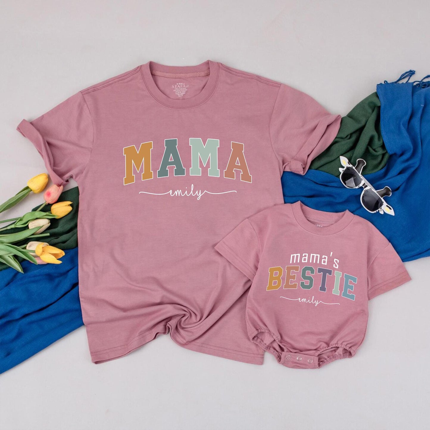 Matching Mama & Mini T-Shirts, First Mother's Day Gift Set, Custom Mom Daughter Outfits, New Mom Baby Shower Gift