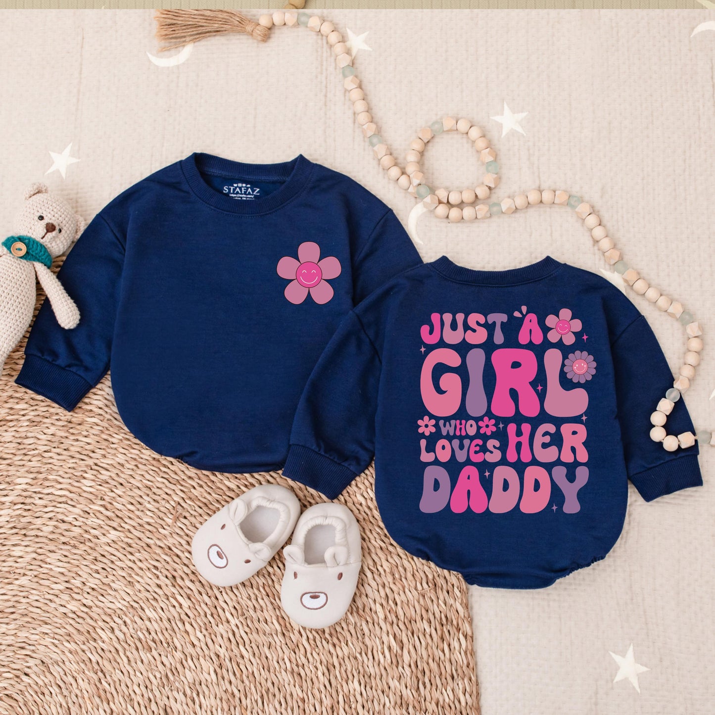 Daddy's Girl Bubble Romper for Baby Girl Cute Daddy Daughter Matching Outfit Father's Day Gift Idea